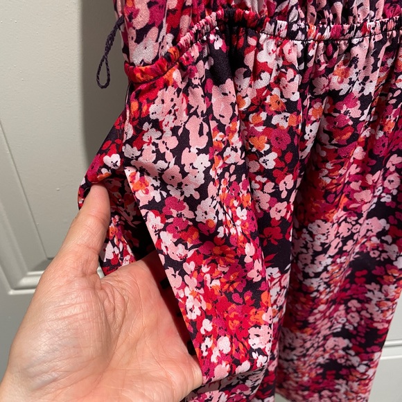 Express Floral Pink Purple Ruffle A-Line Sleeveless Mini Dress XS with Pockets - Picture 8 of 13